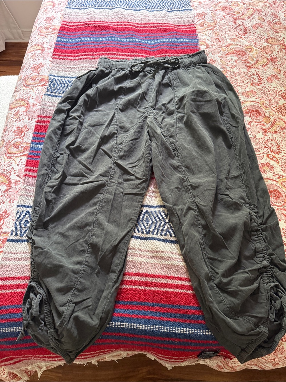 Free People Wide Leg Drawstring Cargo Pants - gray/charcoal